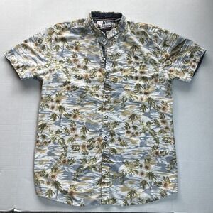 Jam Session Mens XXL Shirt Palm Tree Floral Hawaiian Slim Fit Button Up VTG 2XL